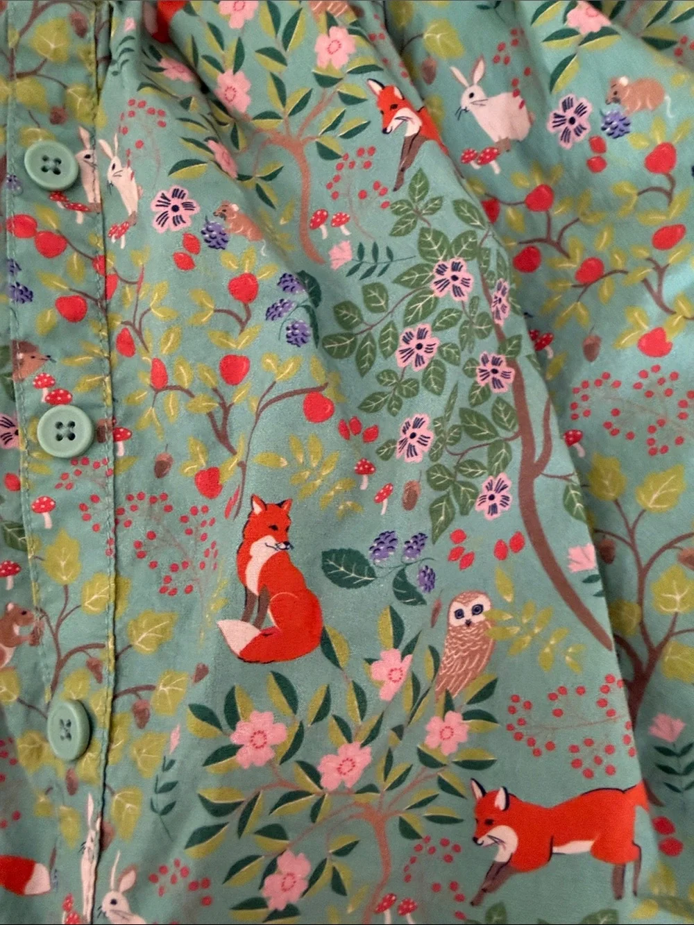 Mini Boden Green Woodland Fox & Owl Skirt